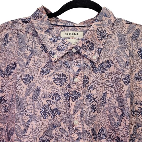 Goodthreads Men's  Tropical Leaves /Pink Hawaiian Button Front Shirt Size XXXL - Picture 3 of 13